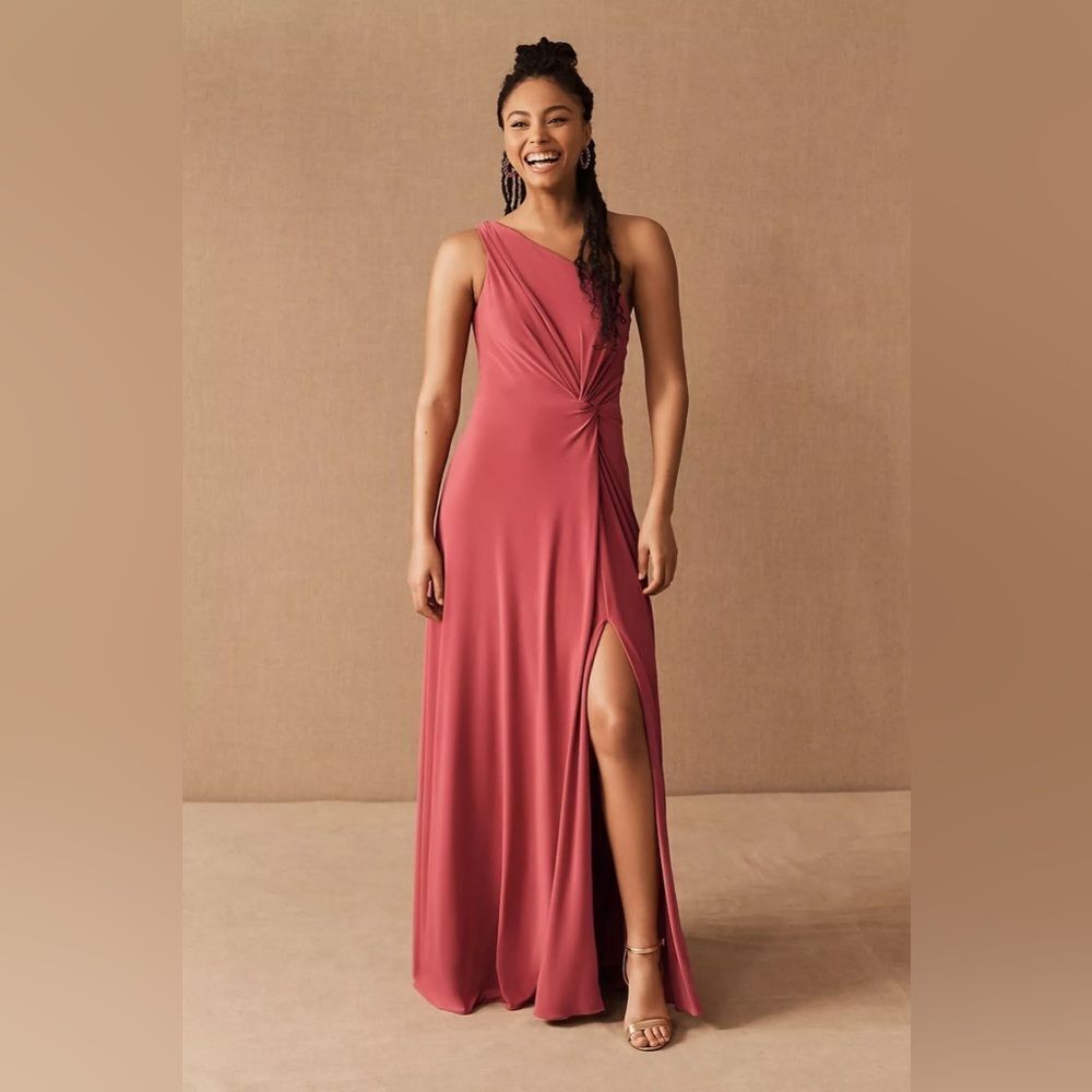 NWT BHLDN Brixen Dress SIZE 2 xs maxi pink gown one‎ shoulder Anthropologie